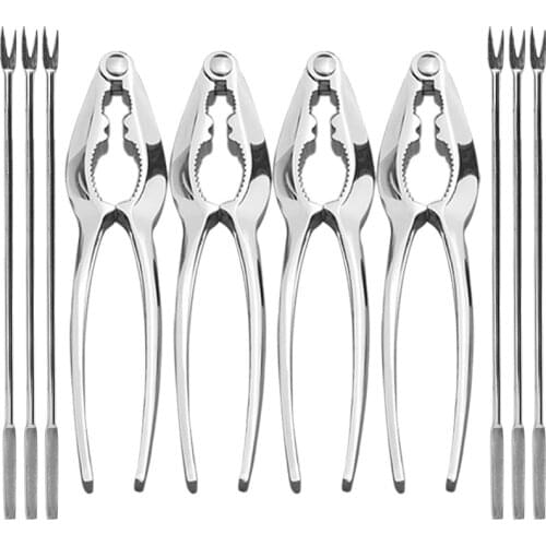 New Seafood Tools Set Nut Crackers of 10 Pcs Seafood Opener Tool Set, 4 Pcs Crab Crackers and 6 Pcs Seafood Forks
