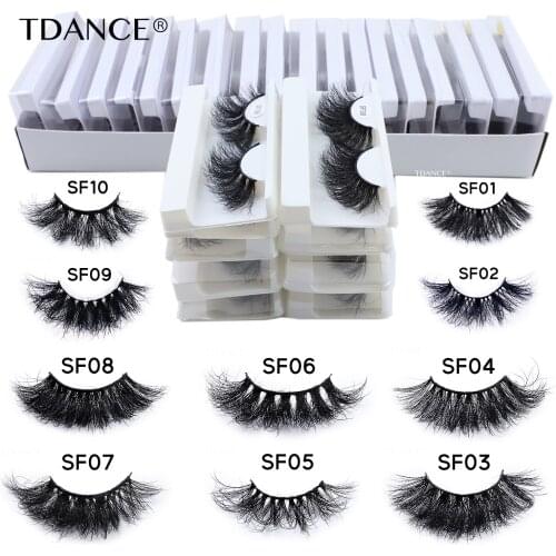 TDANCE 25mm Mink Lashes Wholesale Eyelashes Bulk 5/30/50 Pairs Soft Fluffy Messy Natural Mink Lashes Makeup Real Mink Eyelashes