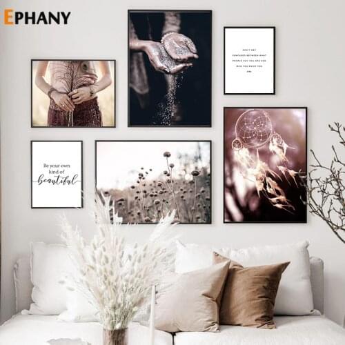 Sand Falling Reeds Scandinavian Poster Wall Art Confidence Life Quote Canvas Painting Print Pictures for Living Room Home Decor