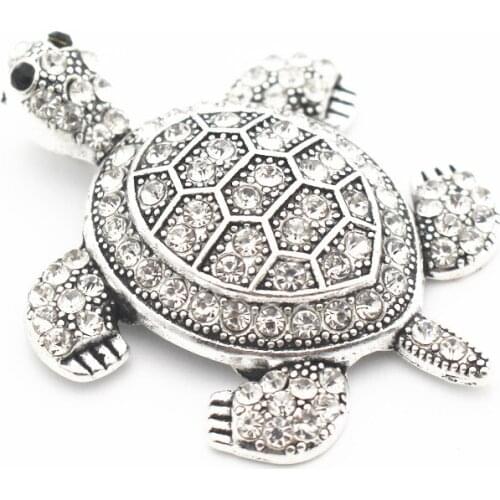 New Arrived 5pcs/lot Silver Turtle Charms Full White Rhinestone Dangle Charm Fit DIY Key Chains Necklace Jewelry Accessories