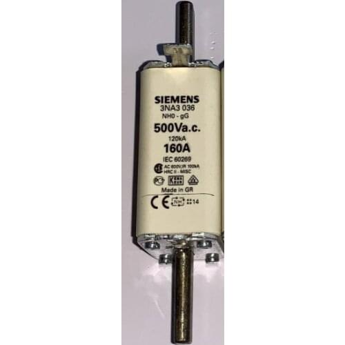 Fuses: 3NA3036 160A 500V NH0 gG / 3NA3030 100A 500V NH0 / 3NA3032 125A 500V NH0 gG