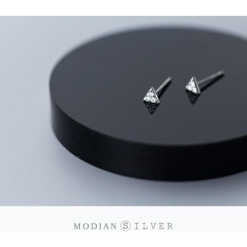 Modian Shining Zircon Tiny Triangle Simple Stud Earring for Women Fashion Sterling Silver 925 Geometric Fine Jewelry Brincos
