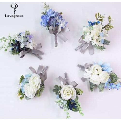 Silk Roses Women Brooch Groom Boutonniere Artificial Flower Corsage Bracelet Wedding Corsage Pin Men Prom Wedding Corsage Flower