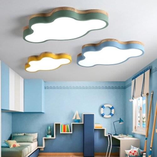 Modern Led Ceiling Lights Cloud Shape LED For Bedroom Kids Children Room Luminaire Cute Wooden Ceiling Lamp Fixture