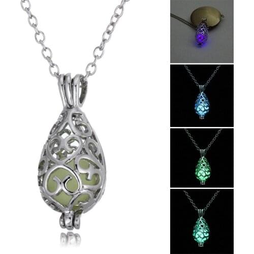 Steampunk Fairy Water Drop Glow in the Dark Necklace Jewelry Pendant Chain #84437