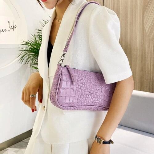 Stone Pattern PU Leather Shoulder Bags For Women 2020 Solid Color Lady Handbags and Purses Female Small Clutch Travel Handbag