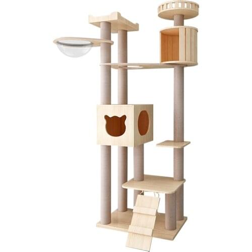 A-13 Pet Products 2021 Luxury Modern Large cat Climbing Framee solid wood cat condo Interactive toys cat tree tower