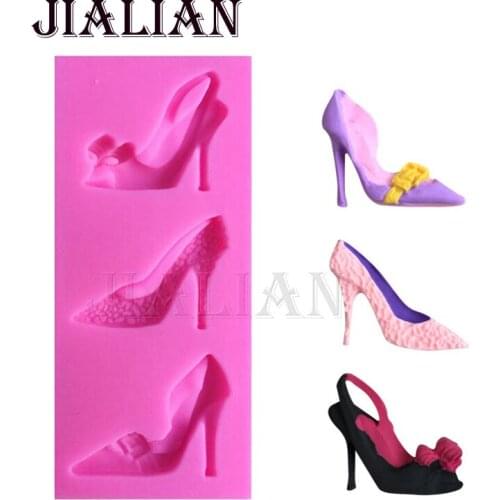 High quality 3D Silicone molds Stilleto High Heel Mould Lady Shoes Molds Cake Decoration tools baking mold T0801