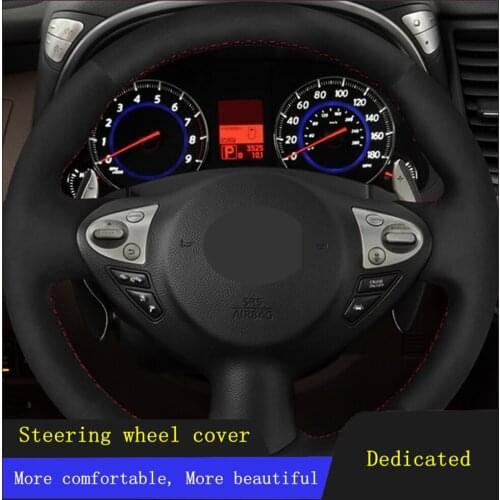 DIY Steering Wheel Covers Black Suede For Nissan Juke Maxima 2009-2017 Sentra SV 370Z 2008-2020 Infiniti FX FX35 FX37 FX50 QX70
