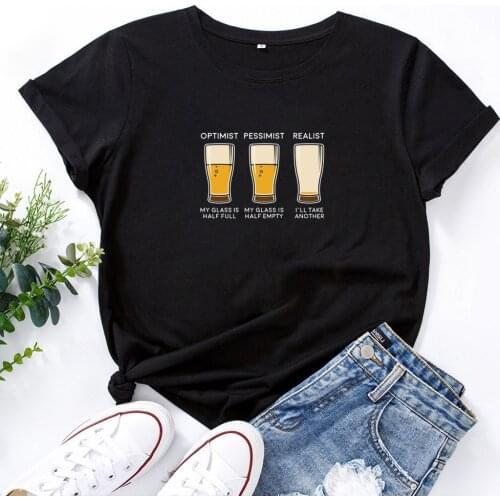Beer Drinker Shirt Letter Printed T Shirt Women Summer Cute Short Sleeve Cotton Tee Shirt Femme Loose O-neck Tshirt Women Top