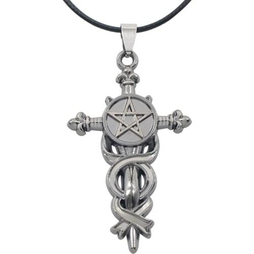 Vintage Alloy Cross Five-Pointed Star Pendant Necklaces Choker Kuroshitsuji Sealed Mysterious Power Sword Men Necklace Jewelry