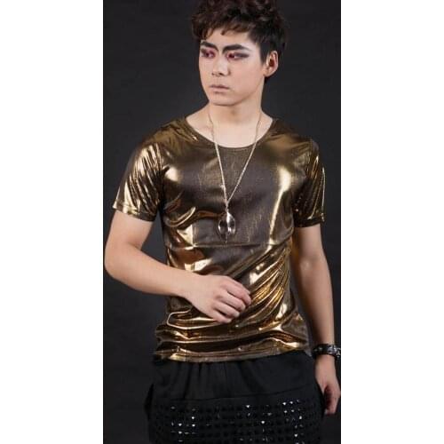 Gold Silver Singer stage rock round collar tshirt men clothing t-shirt men fashion 2020 brand mens jacket t shirt Customizable