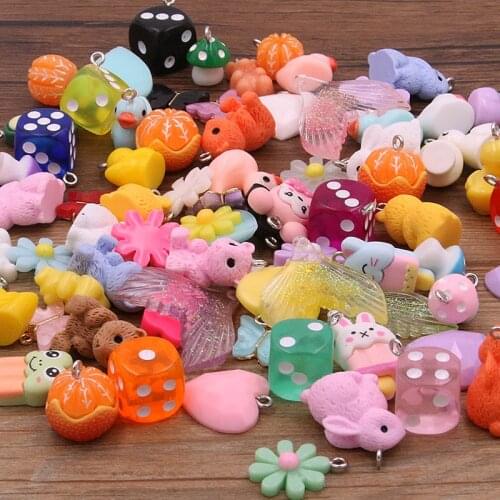 10Pcs 14 Styles Mix Fruit Animals Flowers Sieve Resin Earring Charms Diy Findings Keychain Bracelets Pendant For Jewelry Making