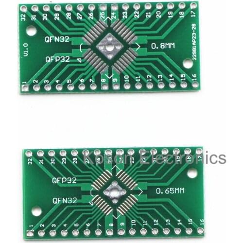 10pcs QFN32 QFP32 to DIP32 Pinboard SMD Adapter to DIP 0.8mm/0.65mm Pin Pitch