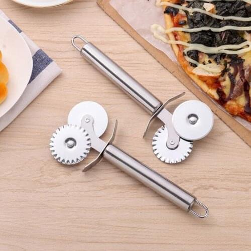 100PCS Stainless Steel Pizza Double Wheel Cutter Pizza Portable Knife kitchen Tools Cut Pizza Tools Kitchen Accessorie Tools