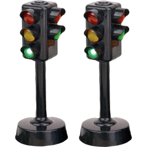 2pcs Kids Gift Role Play Rule Cognition Safety Road Street Traffic Sign Light Toy Mini Simulation Model Early Learning Blocks
