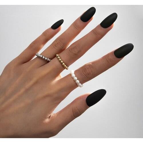 3pcs/Set Fidget Beads Rings Rotate Freely Anti Stress Anxiety Pearl Ring Jewelry