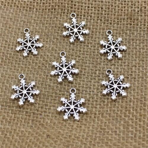 50pcs 19*15mm Vintage color Metal Alloy Mini Christmas Snowflake Charms Jewelry Makings Charms