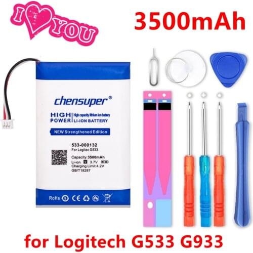 Chensuper 3500mAh 533-000132 Battery for Logitech G533 G933 Headset Earphone+tools