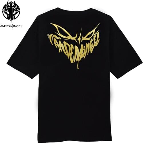 ANDEMONGEL Gilding Grimace T-Shirt Hip Hop Streetwear Oversize Summer High Street Men Women Unisex Short Sleeve Cotton Tees
