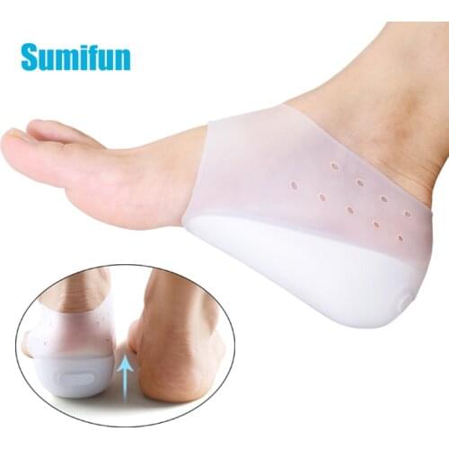 2pcs White Invisible Heightened Insoles Insert Anti-crack Foot Protector For Men Women Breathable Silicone Heel Pad C1674