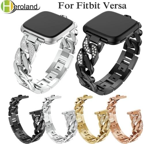 Wrist Band Crysta For Fitbit Versa Accessories Stainless Steel bracelet Replacement WatchBands Smart band metal Strap Luxury