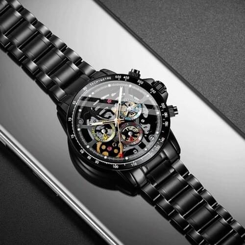 AILANG Waterproof Men Automatic Mechanical Fashion Top Brand Sport Watches Stainless Steel Watch Double second hand rotation