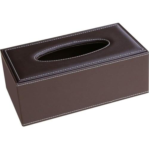 MagiDeal PU Leather Tissue Box Cover Home Car Napkin Toilet Paper Holder Tissue Case for Restaurant Office Household - Brown