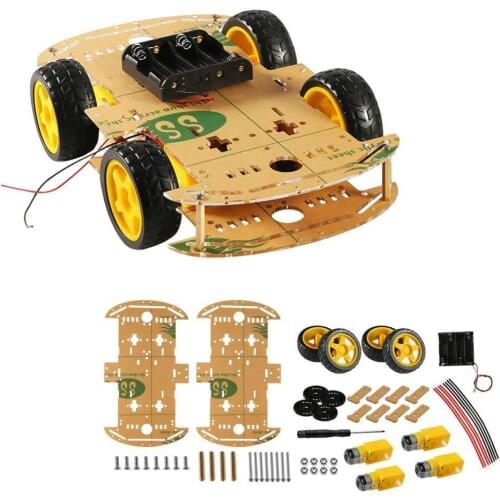 DIY Robot Smart Car Chassis Kit with Speed Encoder Wheels and Battery Box 4 Wheels