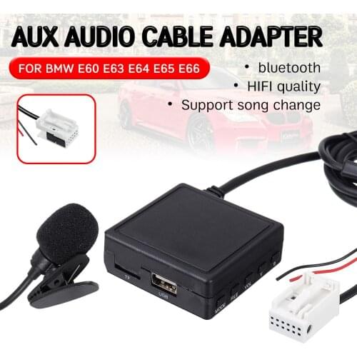 For BMW E60 E63 E64 E65 E66 E81 E82 E87 E90 Cable with USB,microphone Hands-free Aux Adapter bluetooth Aux Receiver