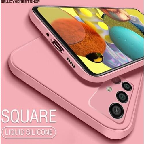 For Samsung A52 A72 A42 5G A71 A51 A21S A31 A50 A70 Original Square Liquid Silicone Case For S20 FE S21 Plus M51 M31 M21 Coque
