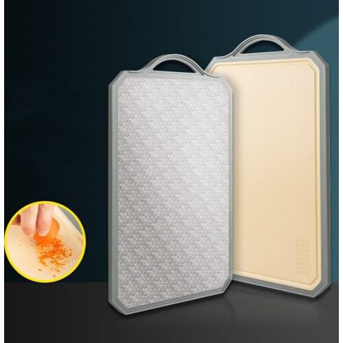 Double Side BPA Free Kitchen Stainless Steel Wheat Cereal Fiber Chopping Board Easy Grip Handle Non Slip Cutting Juice Grooves