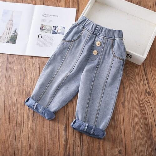 2 3 4 5 6 Years Toddler Girls Jeans Elastic Waist Casual Harem Pants for Girl Spring Autumn Loose Baby Girl Jeans New Arrival