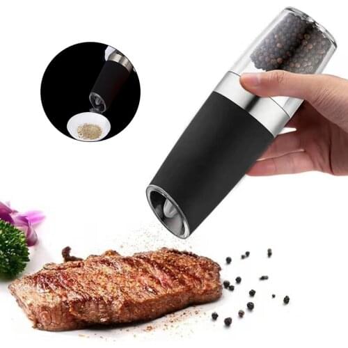LED Light Automatic Electric Pepper Grinder Salt Pepper Grinding Bottle Free Kitchen Seasoning Grind Tool