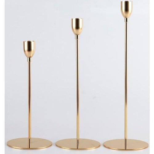 European Single Head Metal Candle Holder Candlestick Wedding Home Romantic Decor Golden Candlestick Candle Holders
