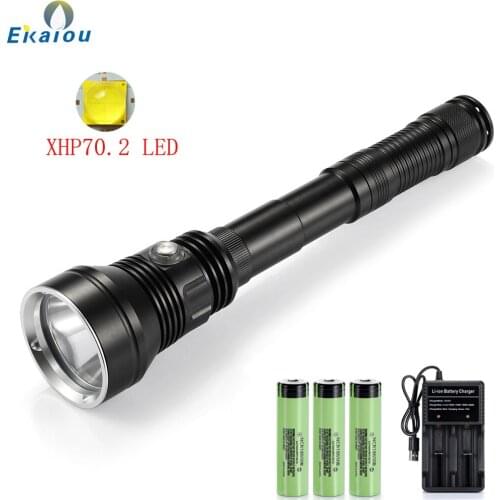 XHP70.2 Super Powerful LED Diving Flashlight Tactical Torch Waterproof Ultra Bright underwater Lamp & 3x18650 battery charger