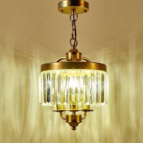 American Style K9 Crystal Chandelier Vintage Iron Lighting Fixture For Bedroom The Entrance Hallway Lights Restaurant