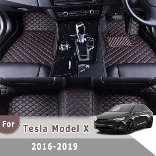 RHD Carpets For Tesla Model X 2019 2018 2017 2016 Car Floor Mats Auto Interior Accessories Parts Artificial Leather Decorative