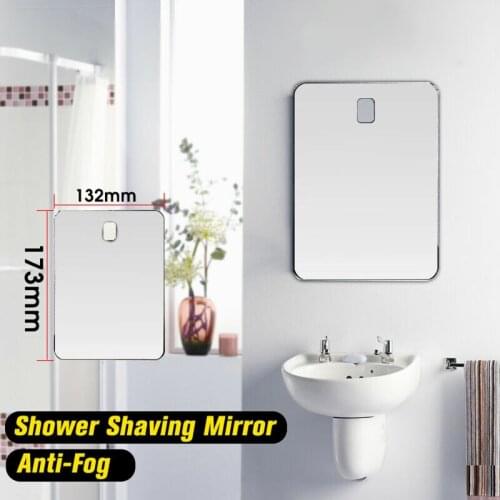 Mini Square Makeup Mirror Fogless Shaving Cosmetic Shower Mirror Bathroom Anti-Fog Wall Suction Mount Hook