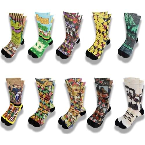Anime Cute Cartoon Hip Hop Personality Street Style Happy Novelty Printing and Dyeing Men and Women Socks in the Tube Skateboard