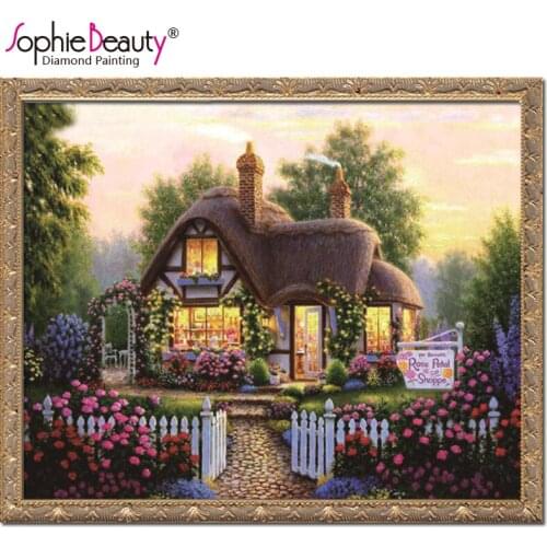 Sophie Beauty Diy Diamond Painting Cross Stitch Needlework Embroidery Set The Flower Garden Manor Square Handcraft Mosaic Kit