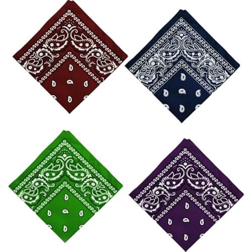 Set of 4 Womens 55cm Paisley Headwear Bandana Handkerchief Cotton Novelty