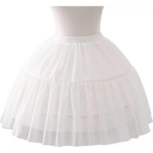Cosplay Lolita Underskirt Elastic Waistband Single Steel Loop Bridal Wedding Dress Petticoat White Crinoline 2021