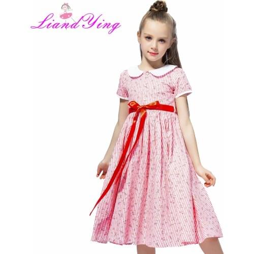 2019 Girls Dress Summer Floral Print Teenagers Dresses for Girls Designer Formal Party Dress Kids Vestido 2-12Y