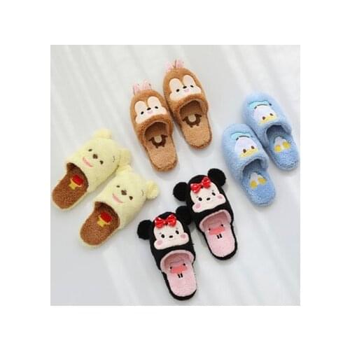 Disney Chip Dale Pooh Anime Figures Cartoon Product Cosplay Accessories Plush Slippers Warm Gifts Unisex