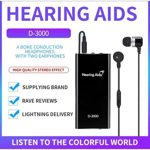 Portable Rechargeable Black Hearing Aid Hearing Kit Behind The Ear Sound Voice Amplifier Sound Two Earplugs for The Elderly Deaf