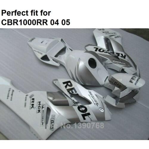Hot sale fairings for Honda CBR1000RR 04 05 white silver motorcycle fairings set CBR 1000RR 2004 2005 NZ21