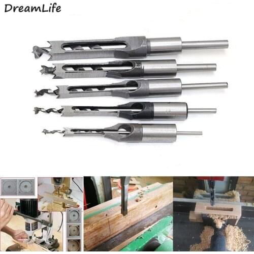 Twist Drill Bits Square Auger Mortising Chisel Drill Set High-Speed Steel Woodworking Hole Extended Saw Tools Kit Dropshipping
