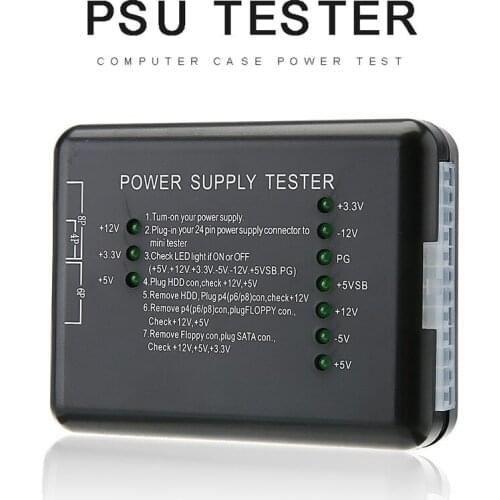 20/24 Pin Plug-in PSU ATX SATA HDD Power Supply Tester Durable PC Computer Powers Testing Diagnostic Tool