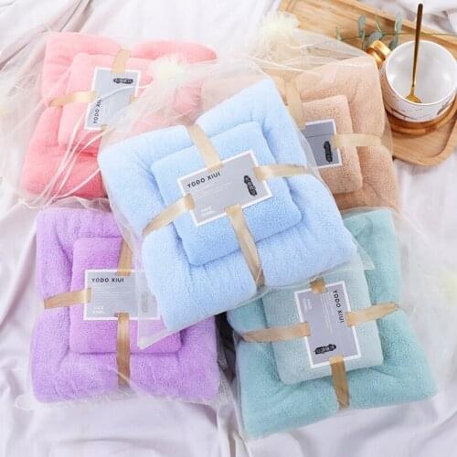 Coral velvet comfortable towel bath towel combination water absorption thickening not shedding hair